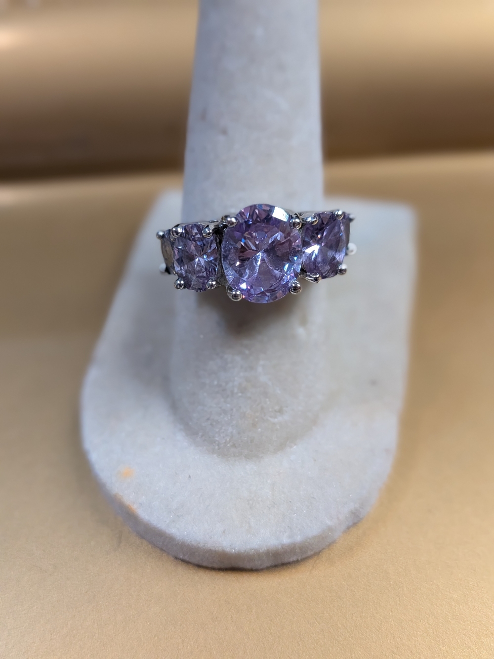 Sterling Silver 5-Stone Possibly Purple Spinel or Amethyst Cocktail Ring